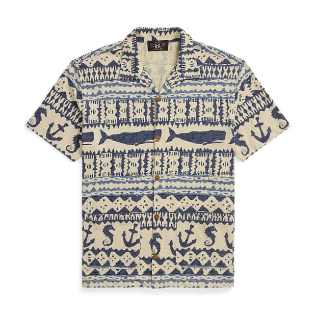 RRL 더블알엘 노티컬 프린트 저지 캠프 셔츠 M, L