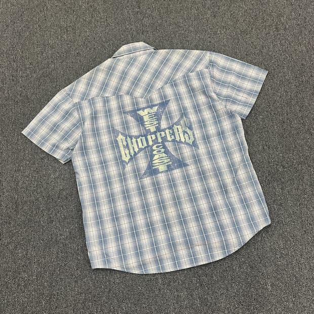 90s WEST COAST CHOPPERS OG 빈티지 체크 반팔셔츠