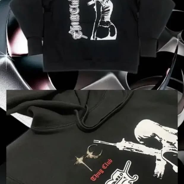 (3)Thug club 떠그클럽 뿔후드 셋업 블랙