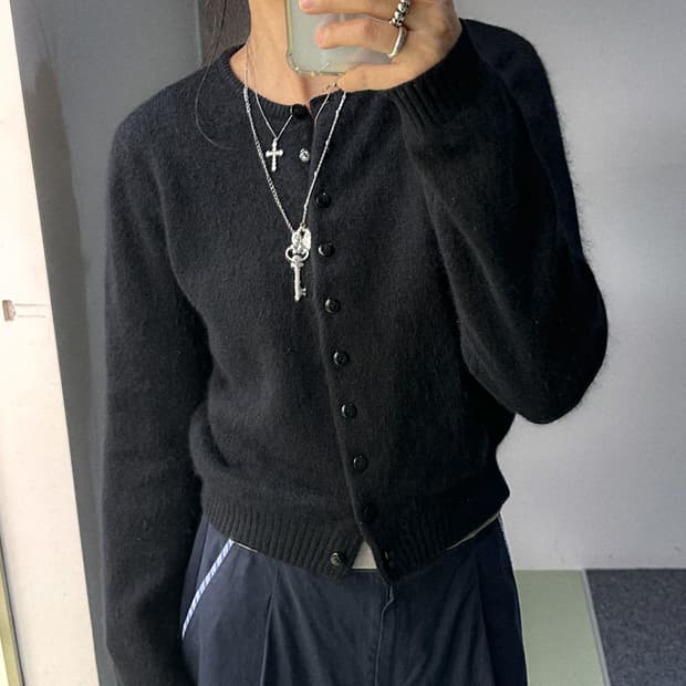 black angora buttons cardigan