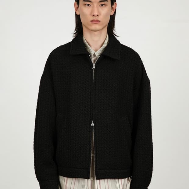 아모멘토 23FW 트위드 블루종 블랙