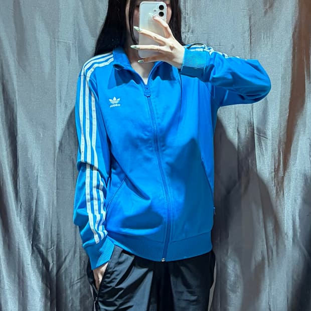 XS 아디다스 우먼스 파이어버드 빅로고 스카이블루 트랙탑