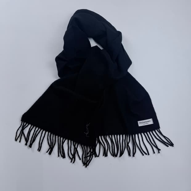 90s ysl 이브생로랑 블랙 울 캐시미어 머플러