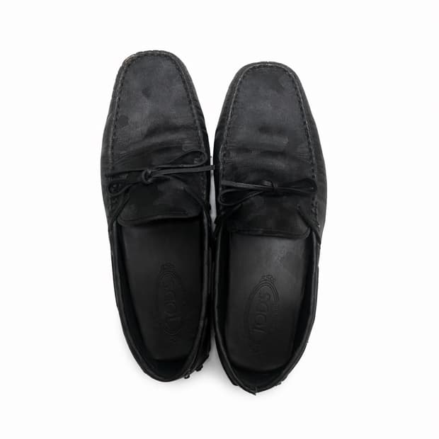 토즈 남성 블랙 카모 드라이빙슈즈 275