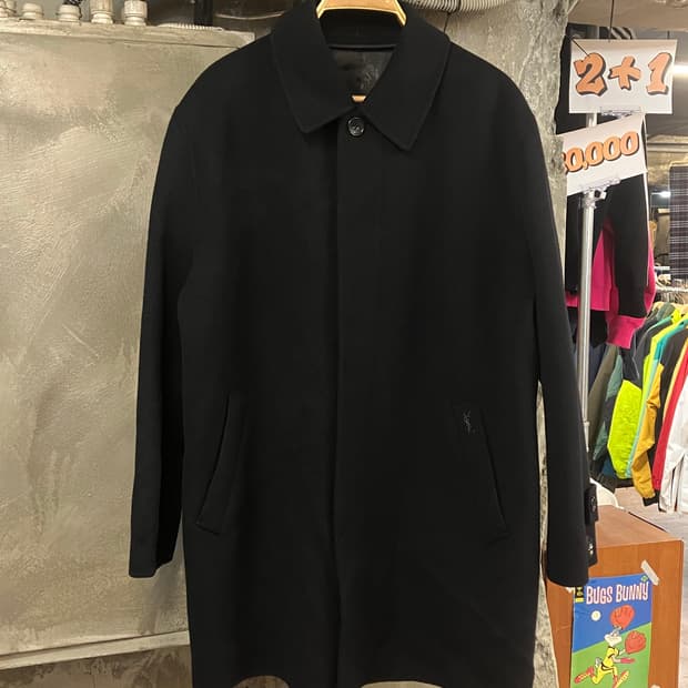 입생로랑 미디 롱 코트 블랙 L #csz3785