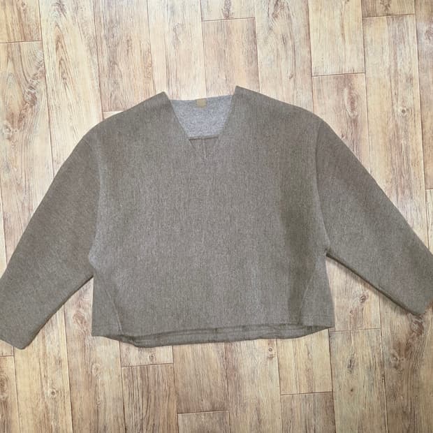 시스템(SYSTEM) V넥 울 블렌드 오버사이즈 탑 프리사이즈