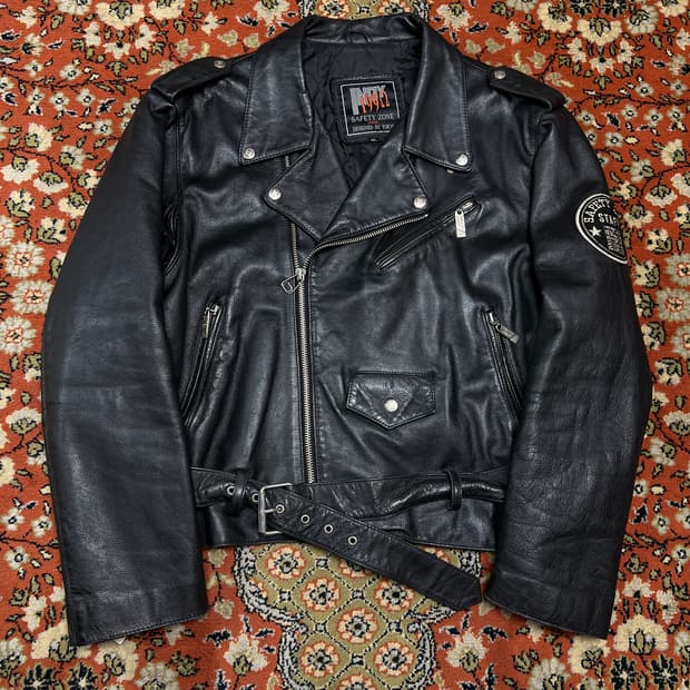 [XL] 90s 빈티지 안전지대 staff 소가죽 더블 라이더 자켓