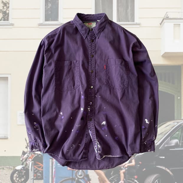 리바이스 페인팅 퍼플 셔츠