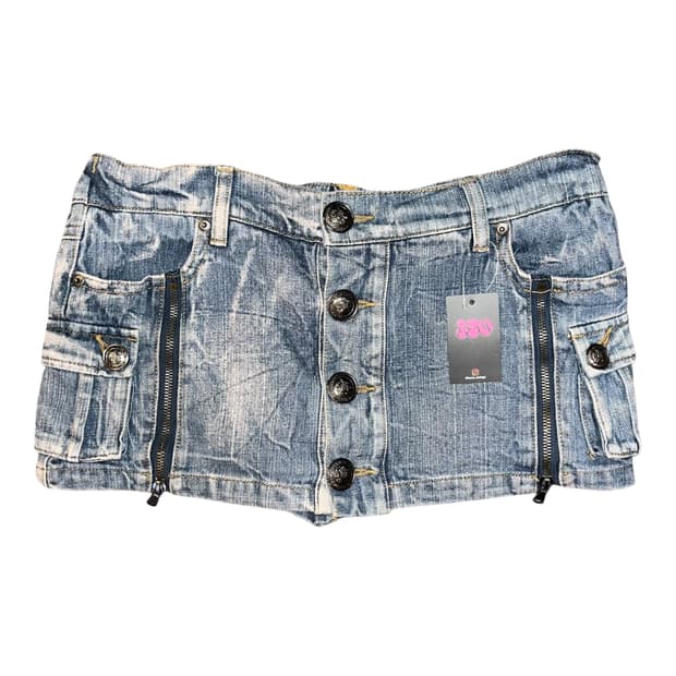 카고포켓 왕단추 데님 스커트 갸루y2k펑크