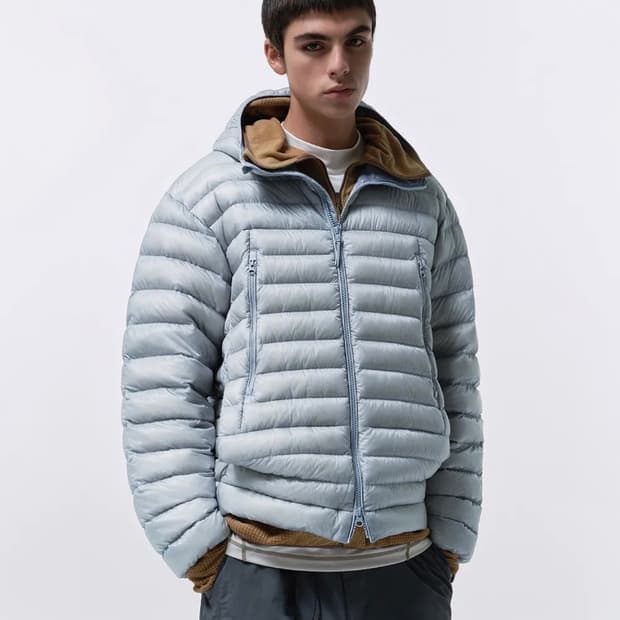 시티 레저 시어 립스탑 후디드 라이트 다운 재킷 [클라우디 블루]