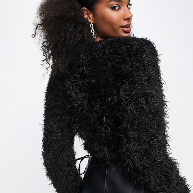 (실측)블랙 플러피 니트