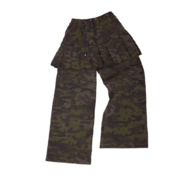 플러피하우스 카모 스커트 팬츠 딥 그린