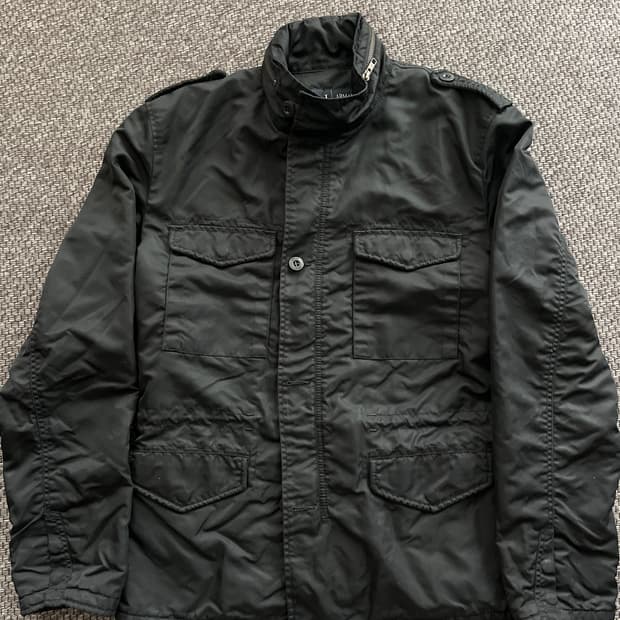 [xl] 아르마니 진스 나일론 필드자켓 블랙