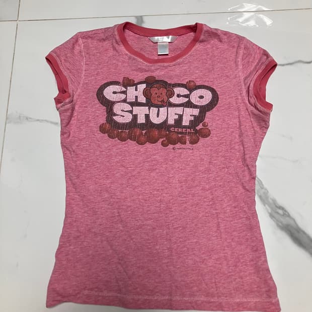 Y2K 2000s 빈티지 캡슬리브 링거티 프린트 베이비티 반팔티