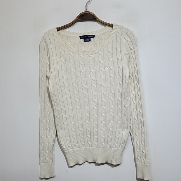 (S) 랄프로렌 폴로 케이블 니트 아이보리 꽈배기 스웨터 