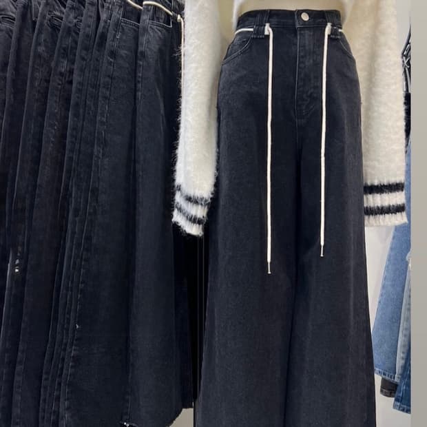 로프흑청 와이드팬츠 새싱품