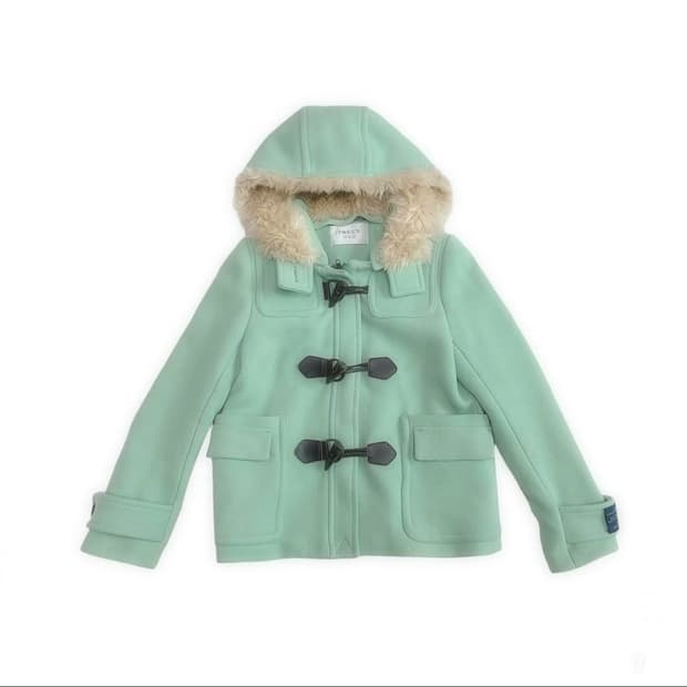 무드브릿지 민트색 퍼 후드 떡볶이코트