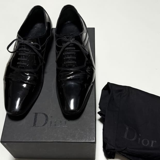 Dior homme 에디기 에나멜 코팅 레더 드레스 슈즈 41