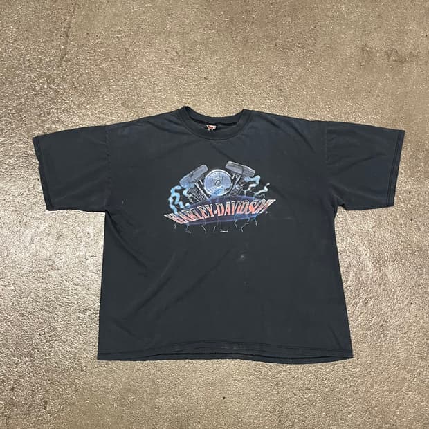90s 할리데이비슨 라이트닝 티셔츠 (110)