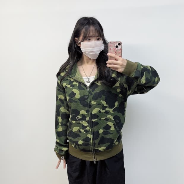 베이프 1st 와플 카모 녹계 후드집업