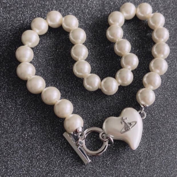 비비안웨스트우드 아카이브 진주 펄 하트 orb 초커 목걸이