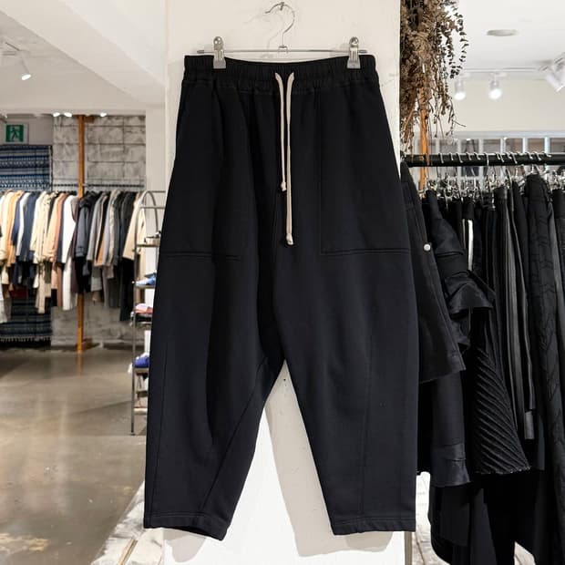 릭 오웬스 다크쉐도우 14fw 블랙 드로우스트링 크롭 팬츠