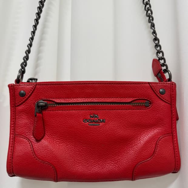 COACH 코치 레더 체인 크로스백