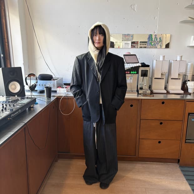 90s 꼼데가르송옴므 울 3버튼 블레이저 자켓