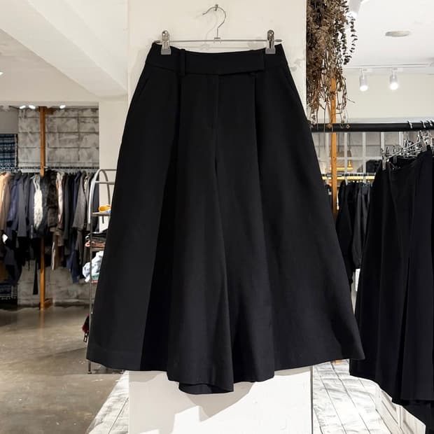 질샌더 네이비 블랙 핀턱 미디 와이드 팬츠