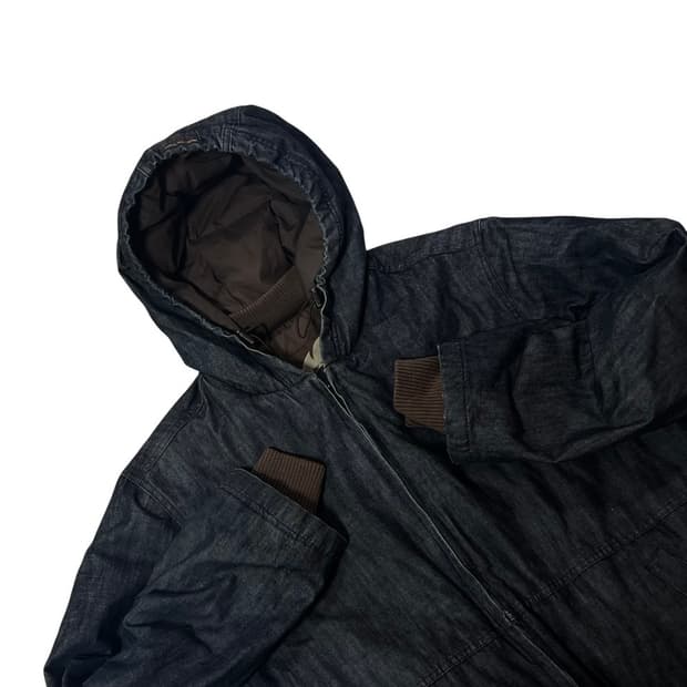 덕다운 빈티지 생지 데님 브라운 안감 패딩