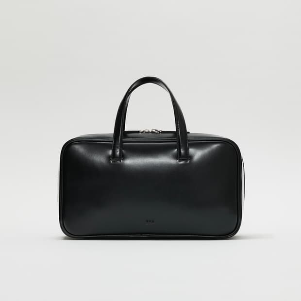 로서울 라지 틴 스퀘어 토트백 글로시 블랙