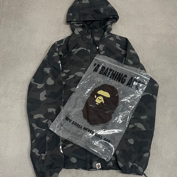 M) 베이프 블랙 카모 흑계 바람막이 윈드브레이커 자켓