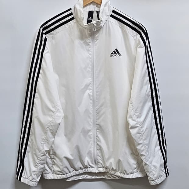 아디다스 삼선 흰색 바람막이 자켓 M