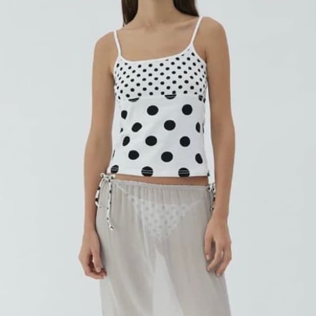 [XS]기마구아스 Soleil 도트 슬리브리스 탑/화이트