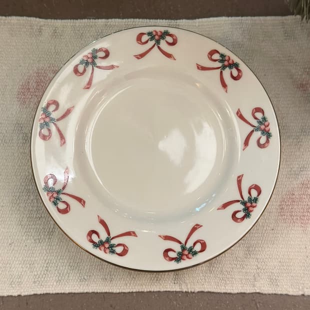 빈티지 크리스마스 리본 접시