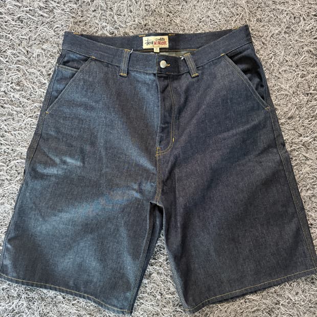 스투시 생 데님 워크 쇼츠 반바지 팔아요 36사이즈(린스드인디고)