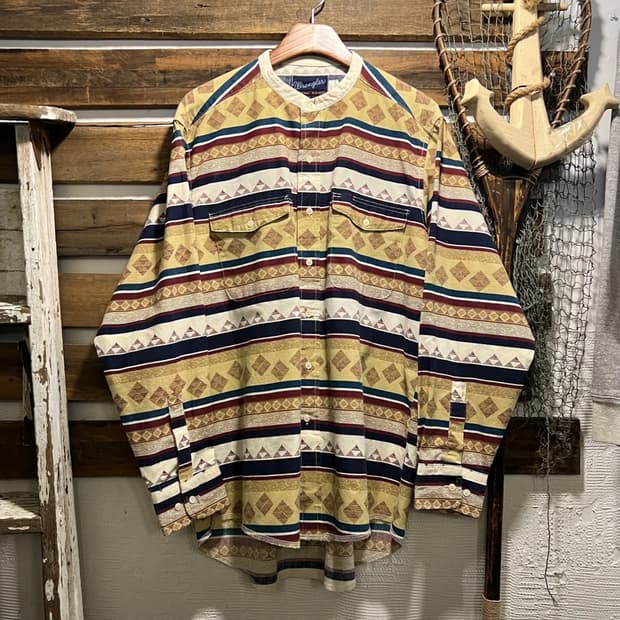 [L]90's 랭글러 USA 나바호 패턴 헨리넥 코튼 셔츠