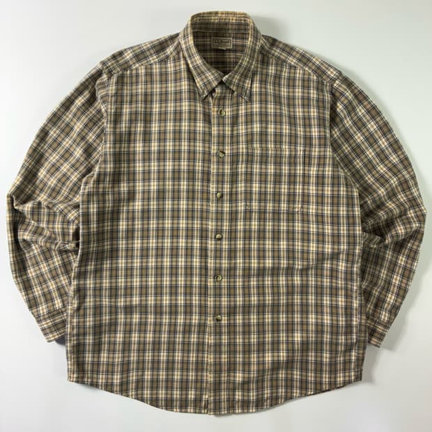 L.L bean  엘엘빈 코튼 포켓 베이지 체크 셔츠 
