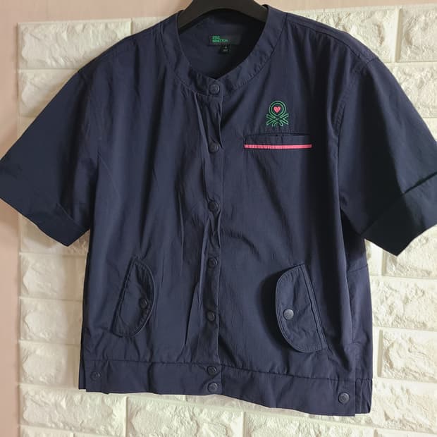 베네통 네이비 반팔 자켓 M(95)