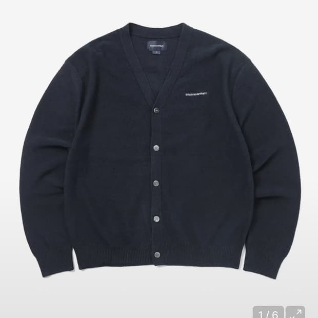 디스이즈네버댓 T-Logo Boucle Cardigan Navy