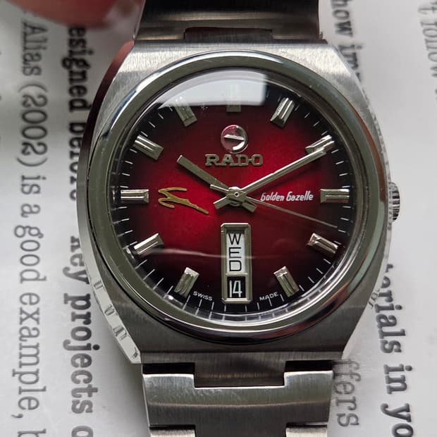 빈티지 라도 골든가젤 투톤레드(붉은말의해) 데이데이트 오토매틱 브레이슬릿