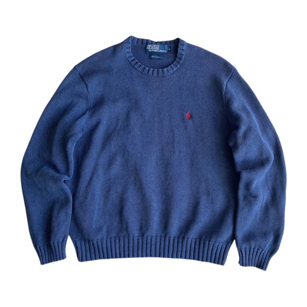 폴로 코튼 크루넥 스웨터 