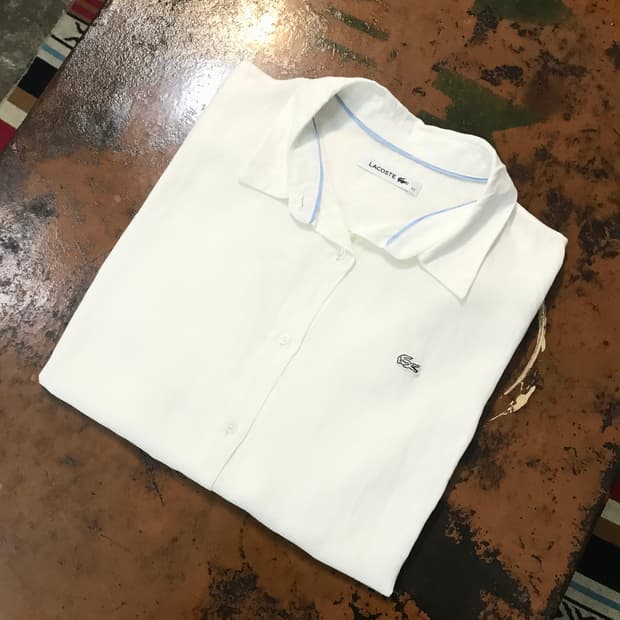 라코스테 화이트 린넨 셔츠 여성 55 66
