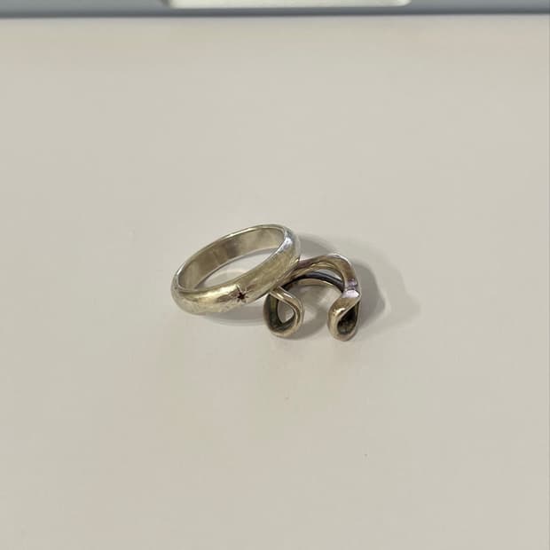 Textured silver ruby ring