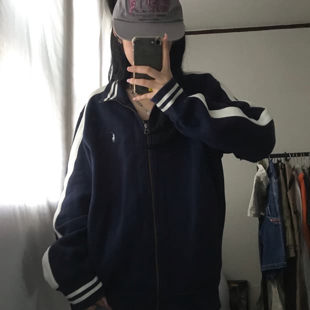 폴로 네이비 트랙 면집업