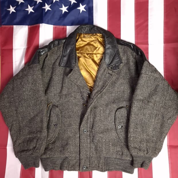 새제품 오리지날 일본판 VESVIO 헤링본 레더  봄버자켓