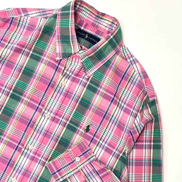 polo pink multi color shirt 