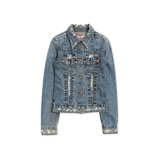 트루 릴리전 디스트레스드 데님 자켓