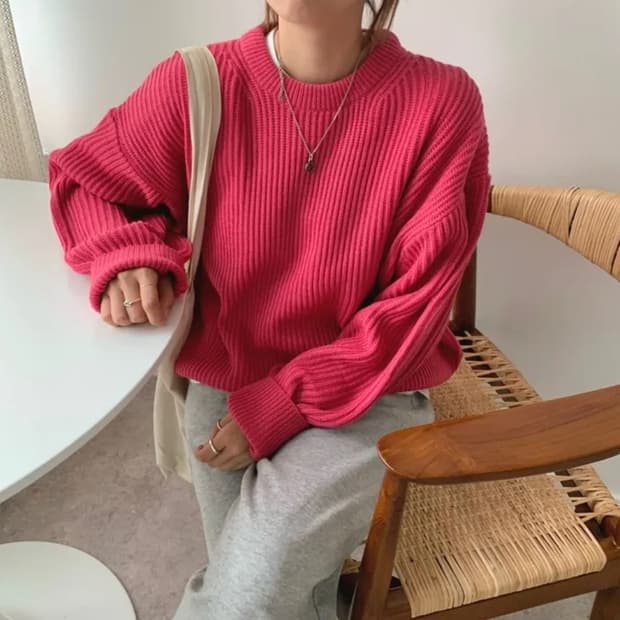 핫핑크 니트