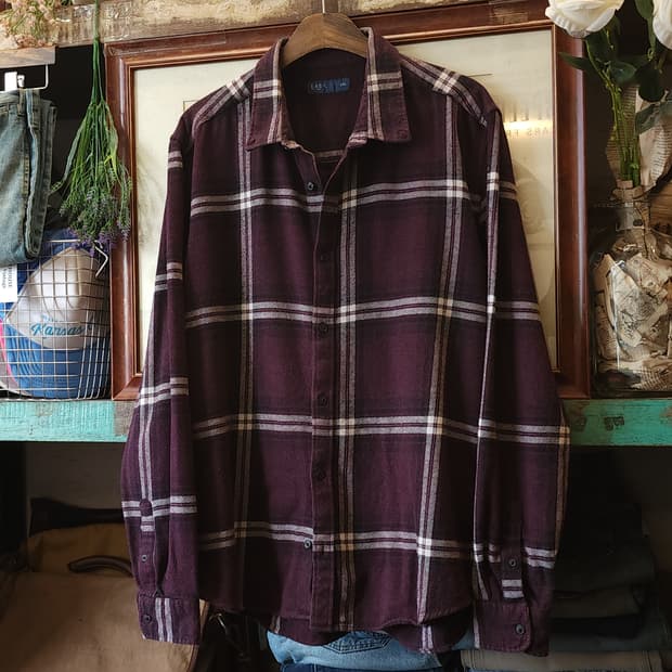 90s 아메리칸 빈티지 체크셔츠 헤비 플란넬 워크셔츠 레드 플란넬 xxl